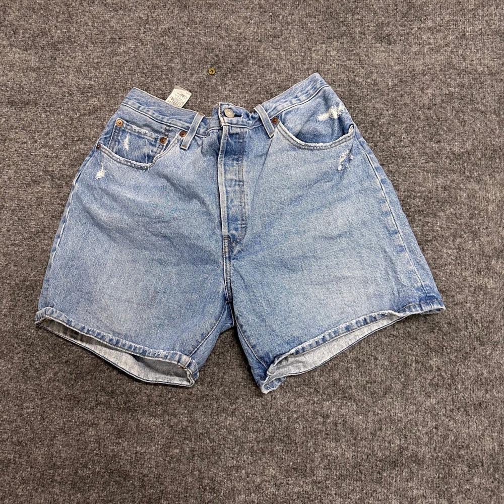 Levi's Denim Shorts Womens Size 34 Blue 501 High Rise Distressed Cotton Jean